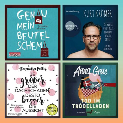 [Vierer-Rezension] Hörbuch *** Krömer/Potter/Grue/Lehmann – Depression/Liebe/Krimi/Roman (Humor) *** 2/4 Empfehlungen!